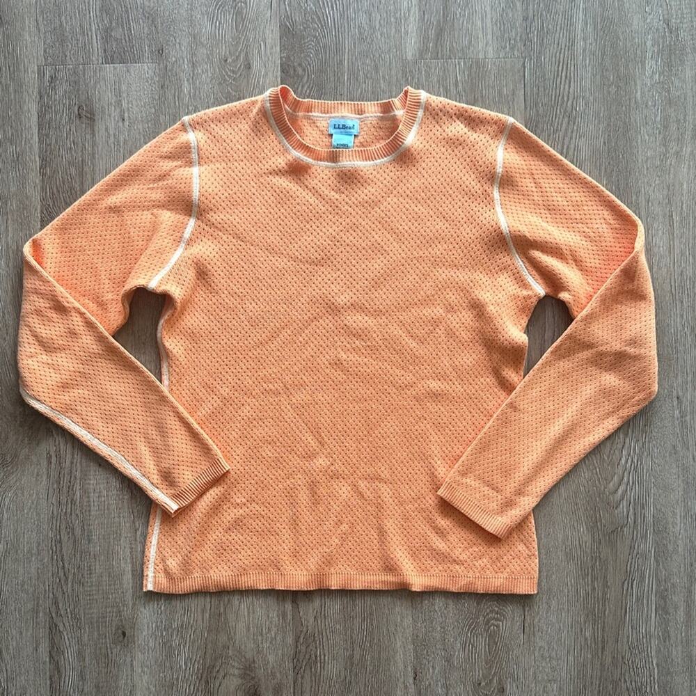 L.L.Bean Long Sleeve Knit Top 100%‎ Cotton Orange Size Large